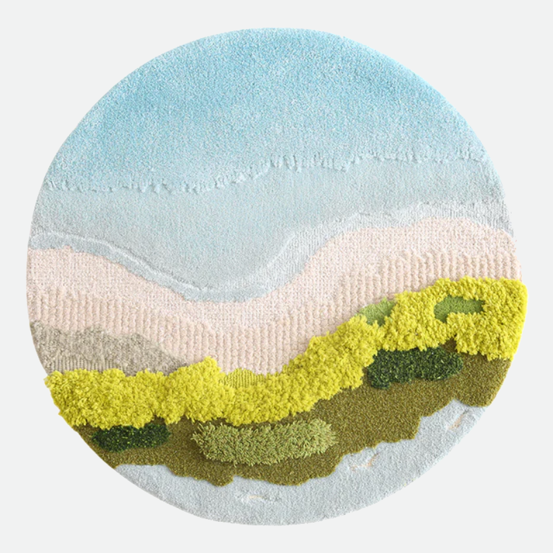 Pastoral Style Handmade Wool Rug Abstract Design 