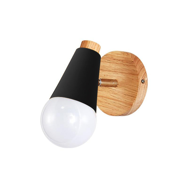 black and wood Cone Wall Sconce lamp