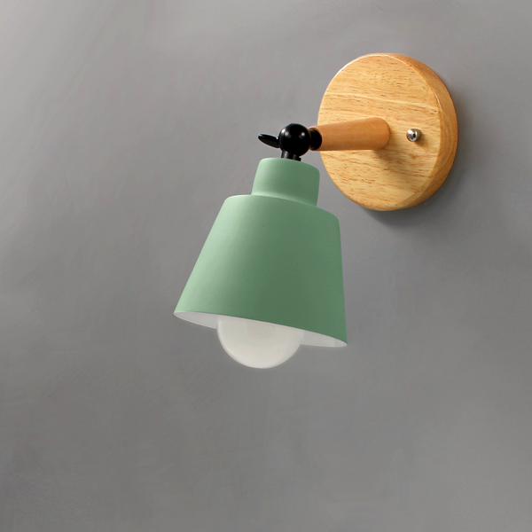 Rotating Wall Sconce in Wood and Metal Green