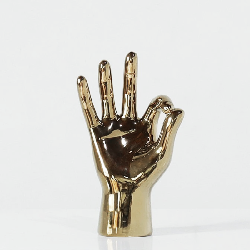 Gold-plated Creative Finger Resin Figurines Desk Accessories