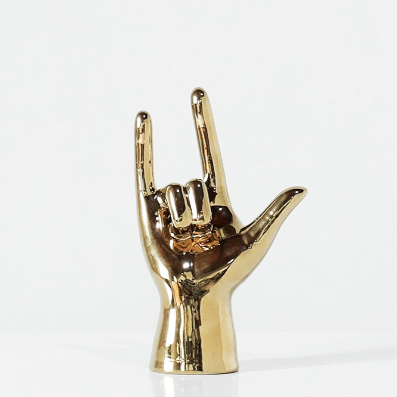 Gold-plated Creative Finger Resin Figurines Desk Accessories