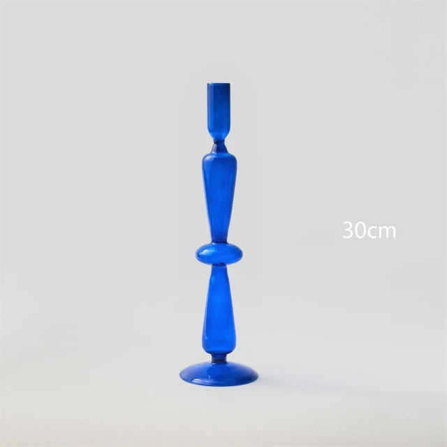 Cobalt Blown Glass Candle Holders