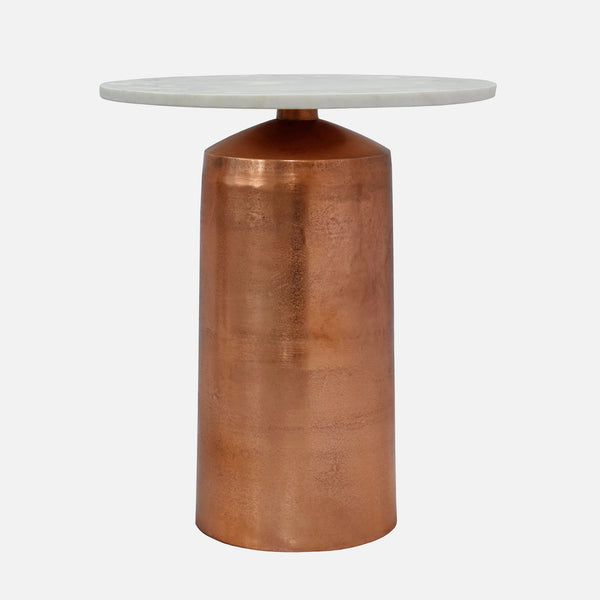 Copper & Marble Designer Accent Table Midcentury Modern Industrial
