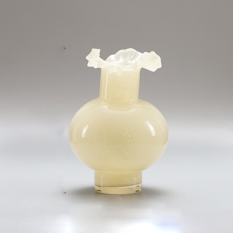 Light Milk Yellow High Sense Glass Vase 