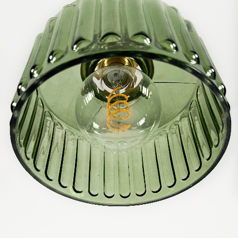Round Green Pendant Lamp Glass brass