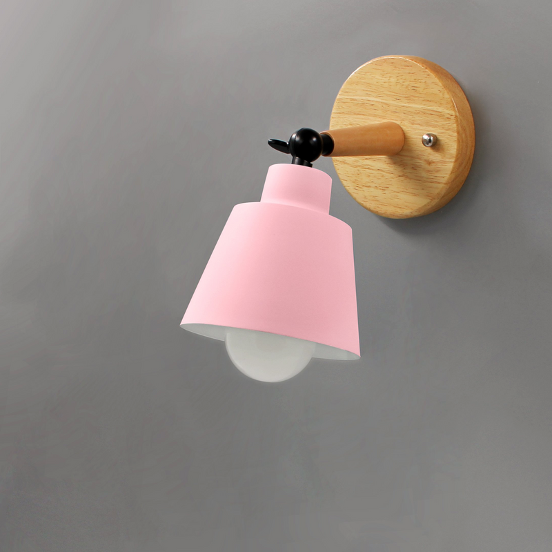 Rotating Wall Sconce in Wood and Metal Pink