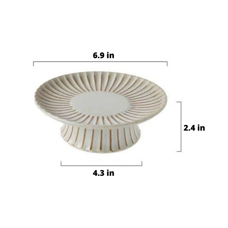 Ceramic Round Vintage Embossed Lines Anti Skid Plate Dimensions 