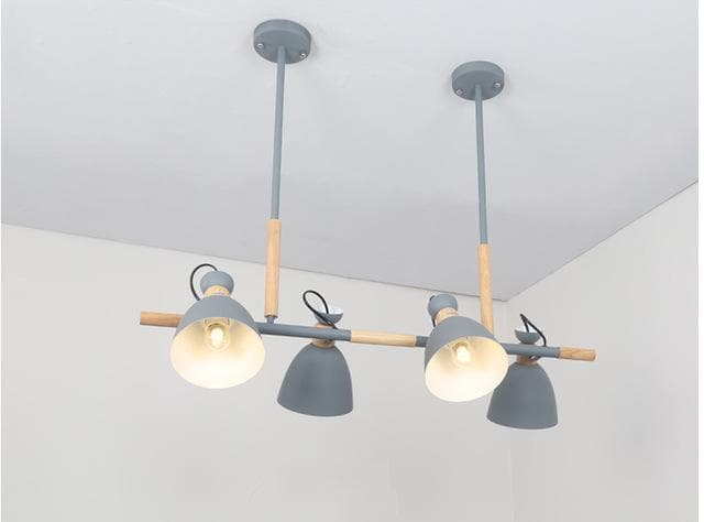 dome Lacquered metal, iron & wood ceiling pendant light