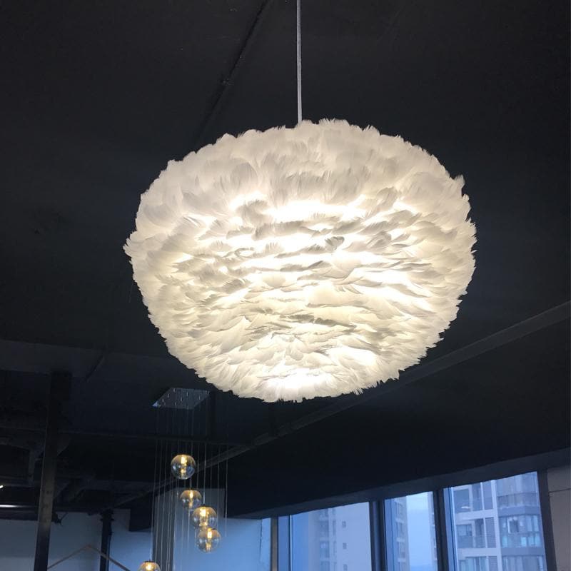 Artistic Home Decor Pendant Light with Feathers and LED Bulbs