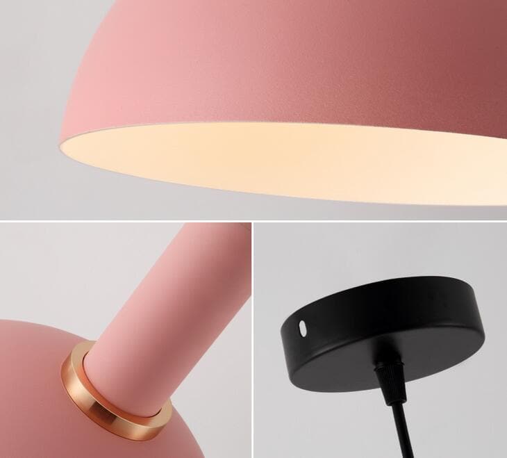 Matte half sphere Pink metal Modern geometrical neutral pastel color pendant lamp 