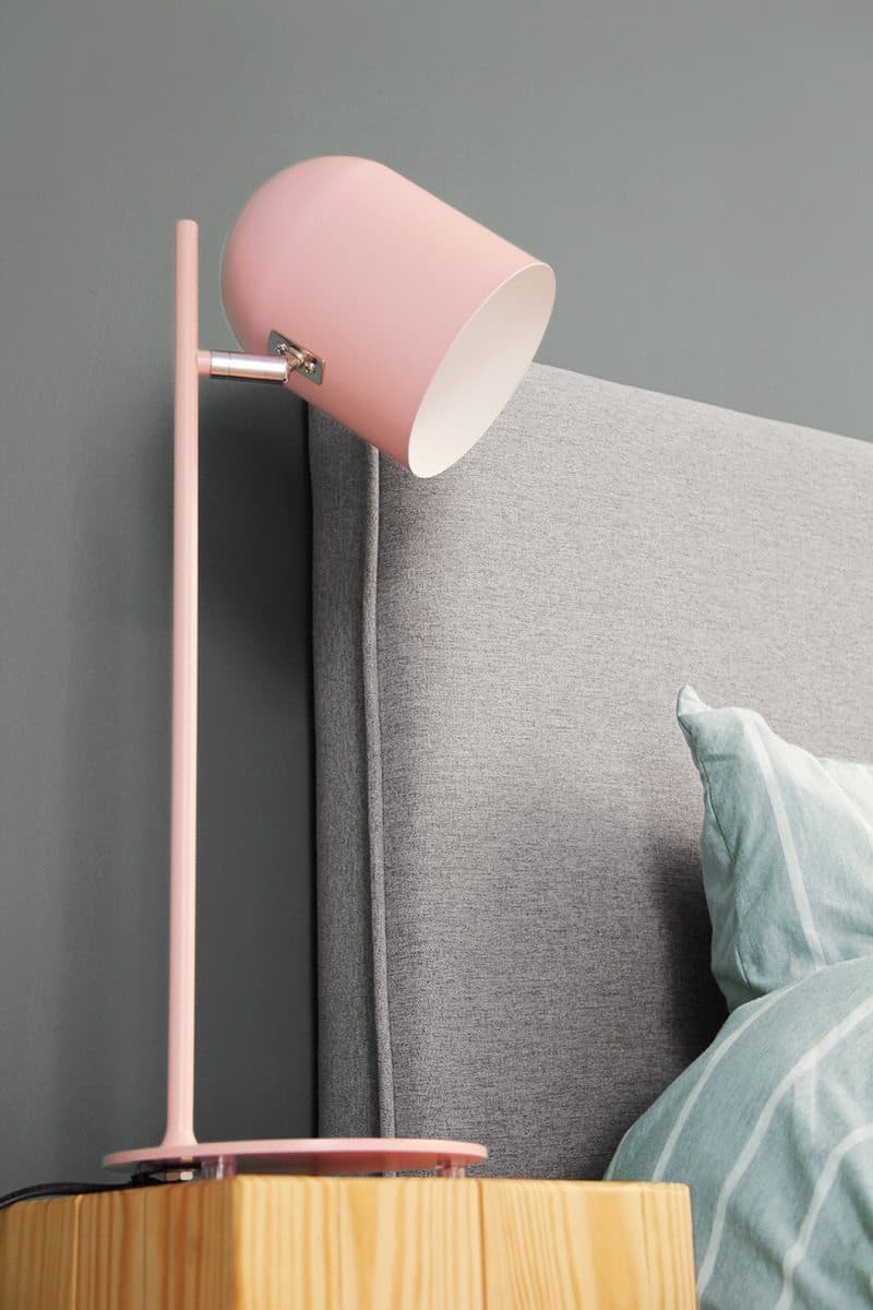 Pink Monochrome metal table side lamp spotlightRetro table lamp colored metal LED 