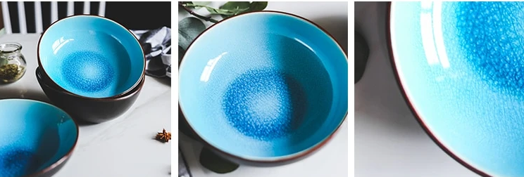 Blue crackle glaze bowl