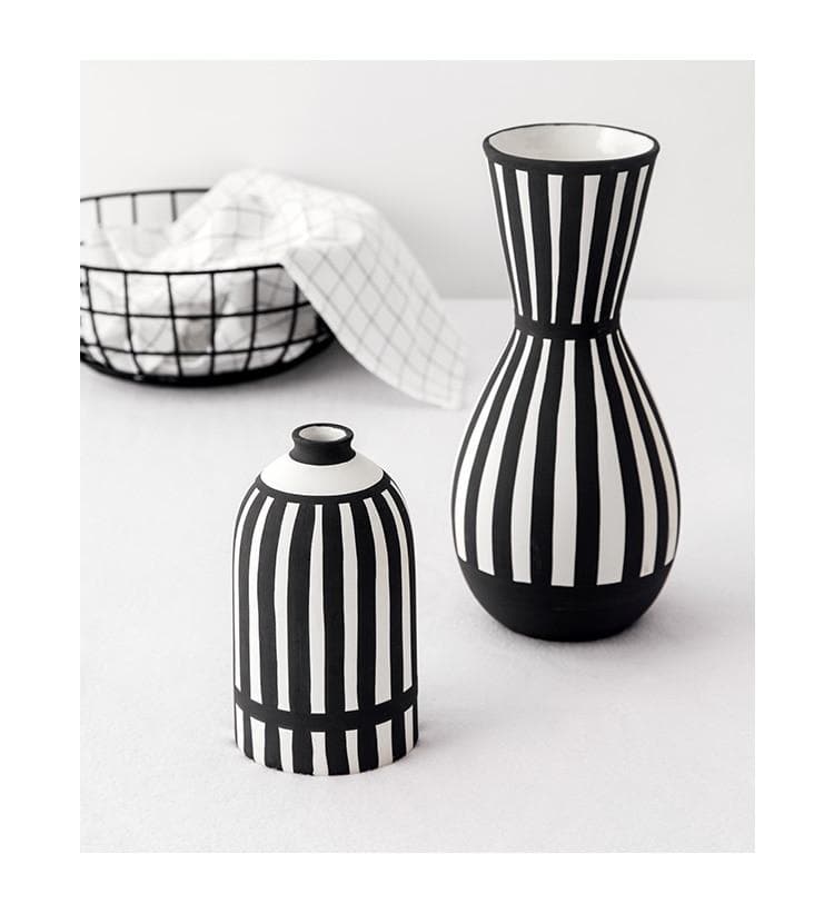 White & Black Ceramic Vase bauhaus