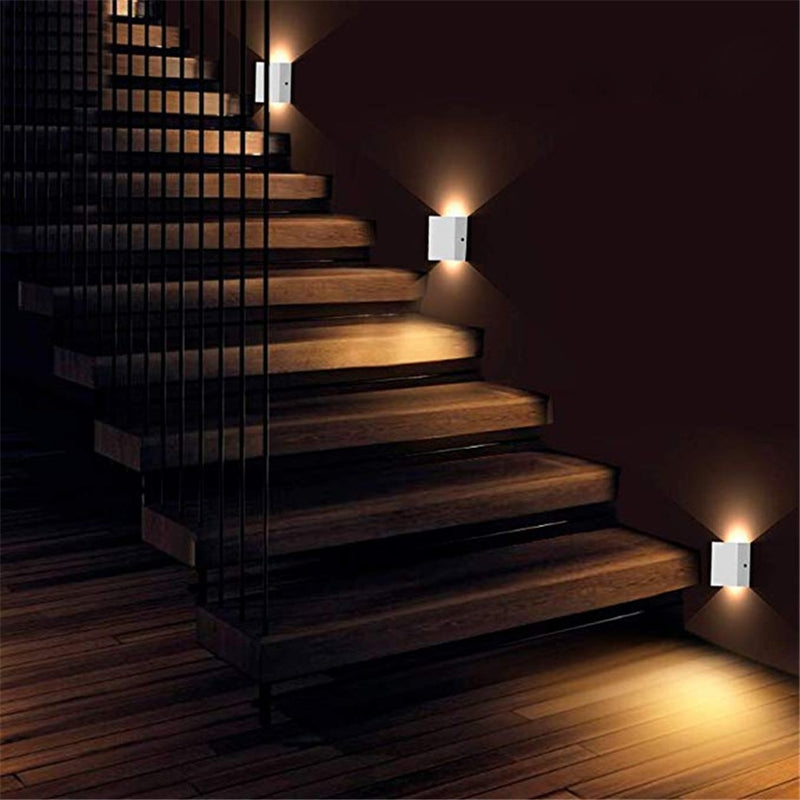 black Metal Cube Led Wall Light for stairs