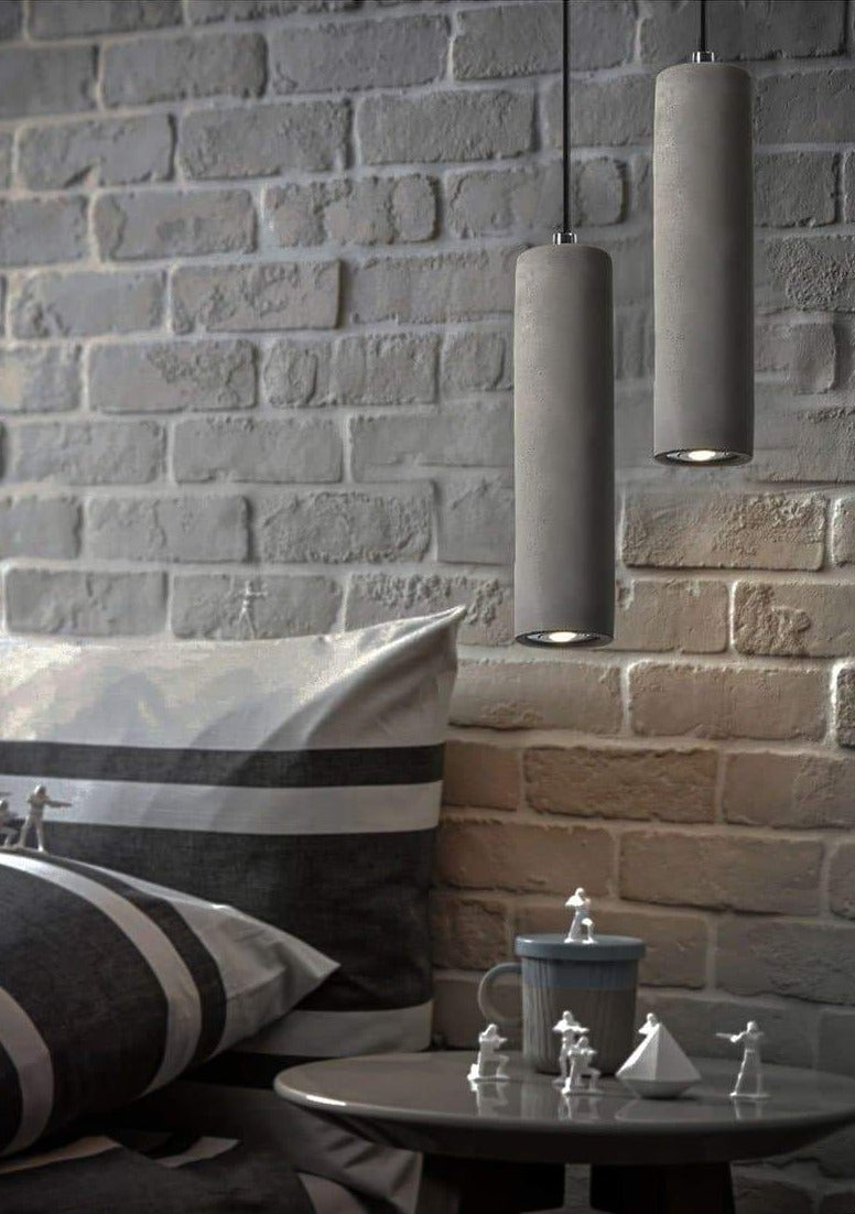 Concrete Ceramic Stone Pendant Light with LED Bulbs