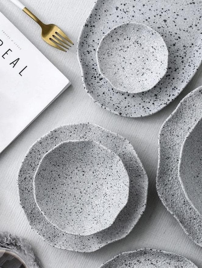 High quality ceramic plates and bowls with granite texture