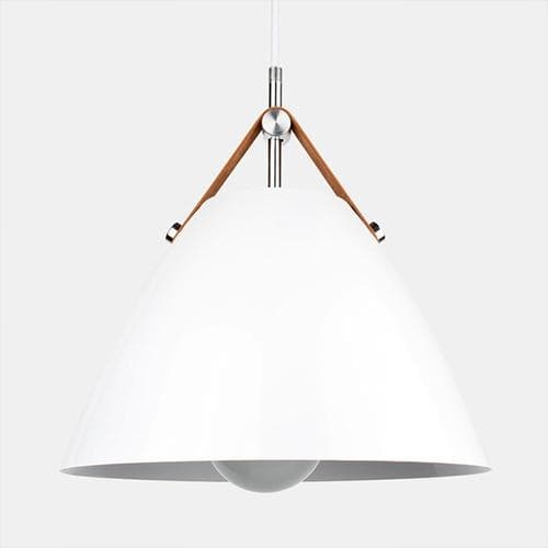 Minimalist Home Decor Pendant light in Metal and leather White Gray and Natural