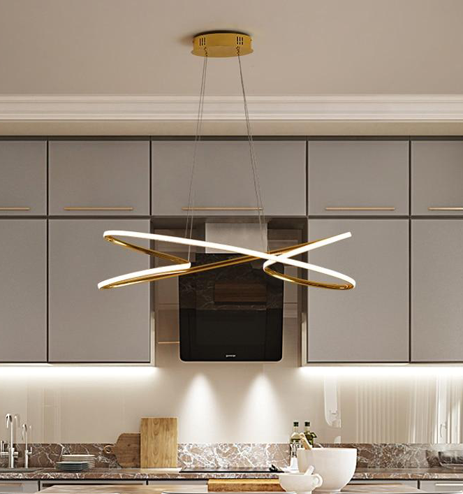 Modern Home Decor Pendant Light in Metal and LED bulbs Gold
