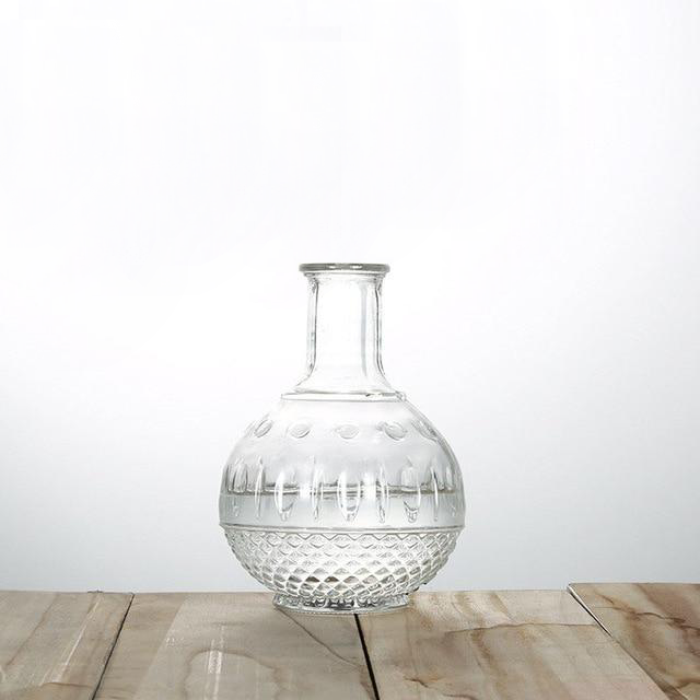 Classic Textured Glass Flower Vase for Modern Boho Home Decor Round