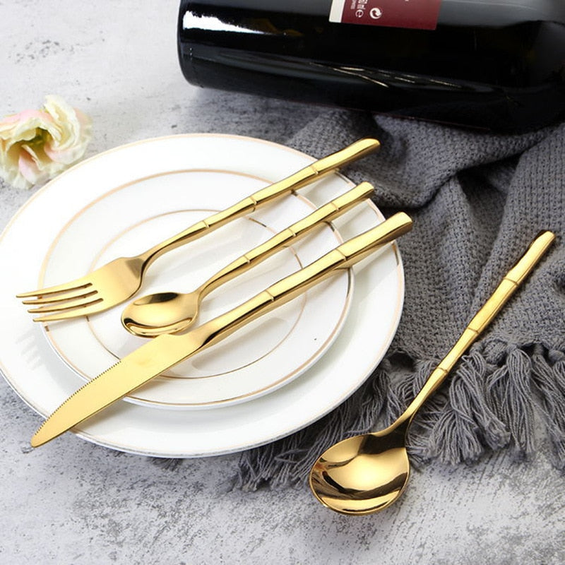 stainless steel gold cutlery set