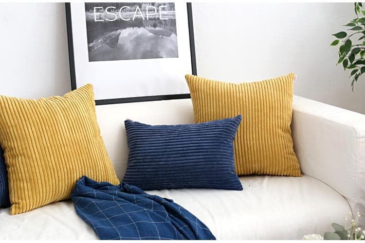 Corduroy Cushion Covers in Bright colors 17x17 24x24 Navy Ochre