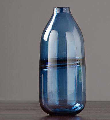 Modern Blue Glass Vase and Bottles for Office & Room Decor