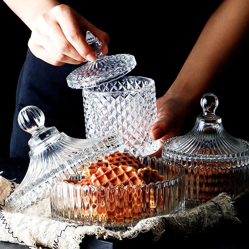 Crystal Glass Candy Jar Box Snacks Storage Container