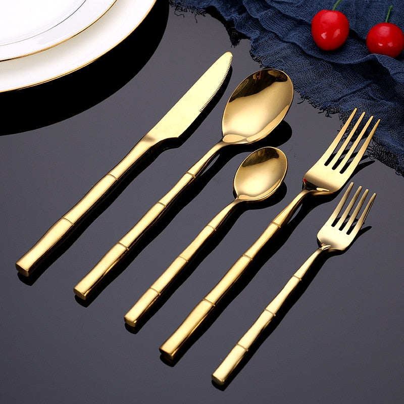 stainless steel gold cutlery set