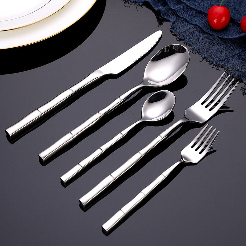 stainless steel black cutlery set