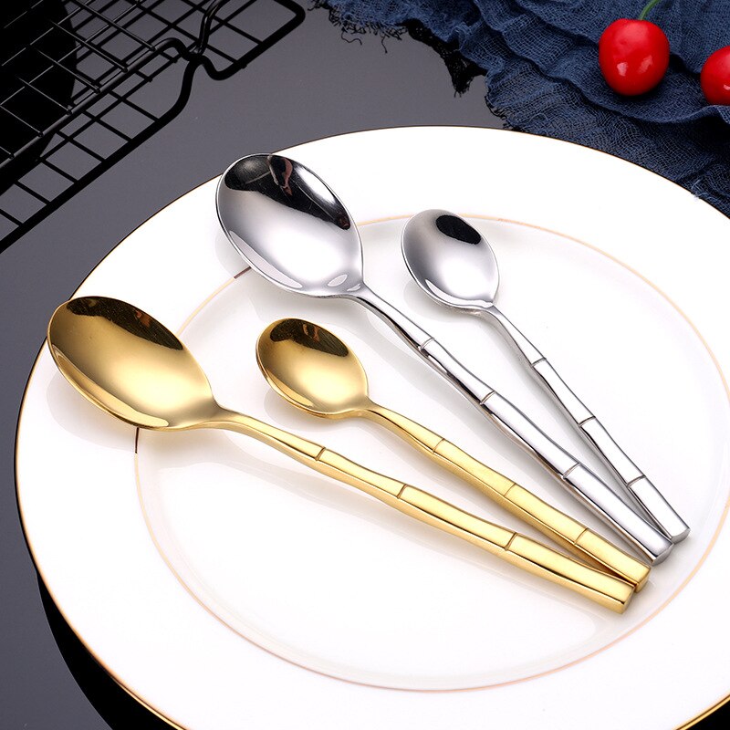 stainless steel black gold cutlery set