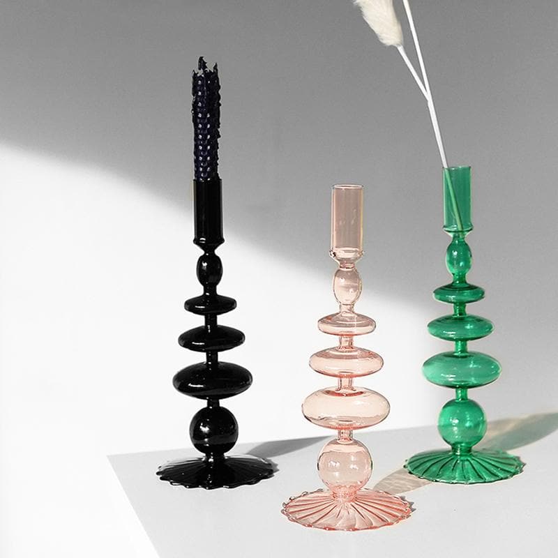 Geometric Eco-friendly blown glass candle holders