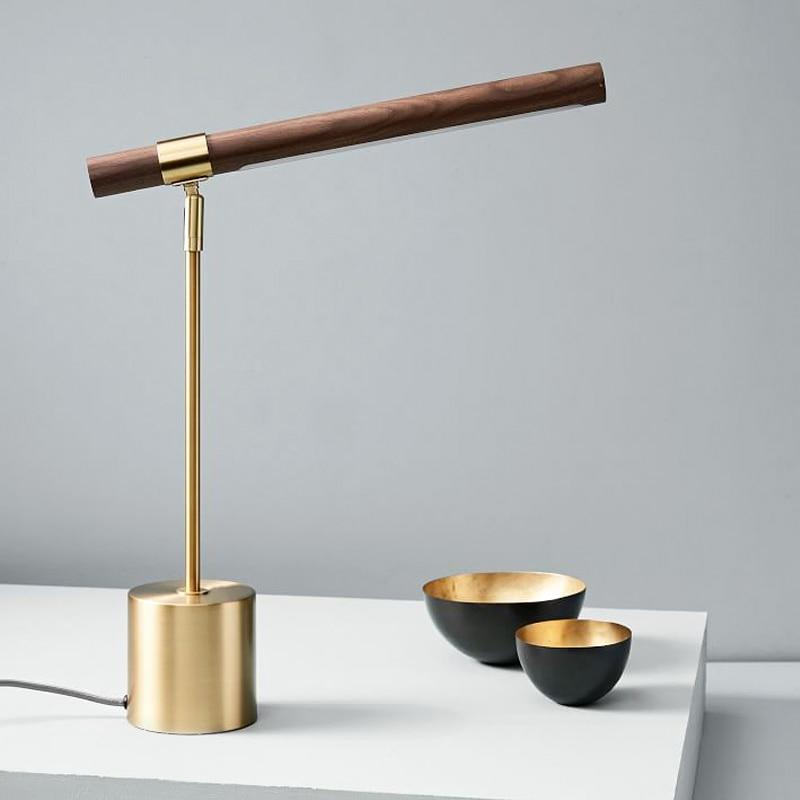 Wood and gold metal Linear Table Lamp