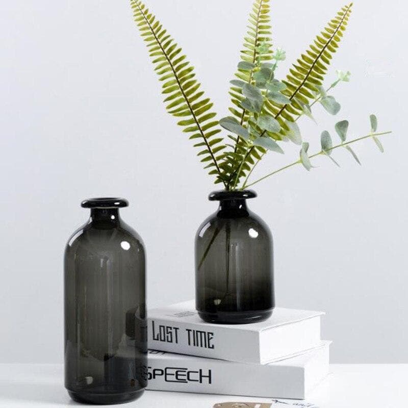 Modern Smoke Glass Vase Bottle for Flower and Room Decor