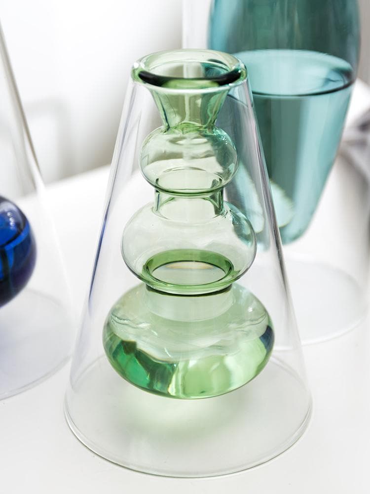 Modern Minimalist Glass Vase for Home and Room Decor Green