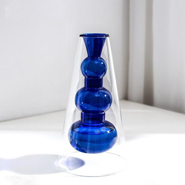 Modern Minimalist Glass Vase for Home and Room Decor Blue