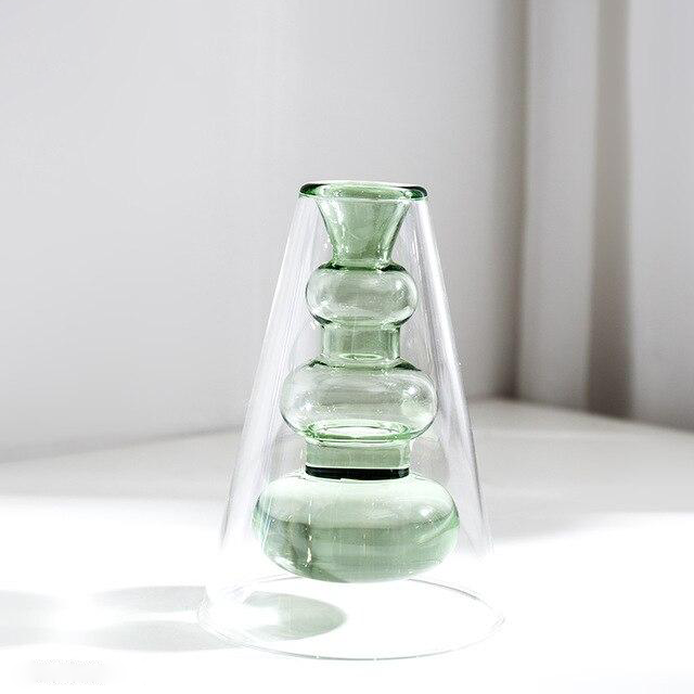 Modern Minimalist Glass Vase for Home and Room Decor Green