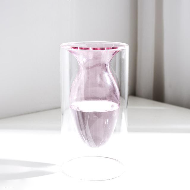 Modern Minimalist Glass Vase for Home and Room Decor Pink