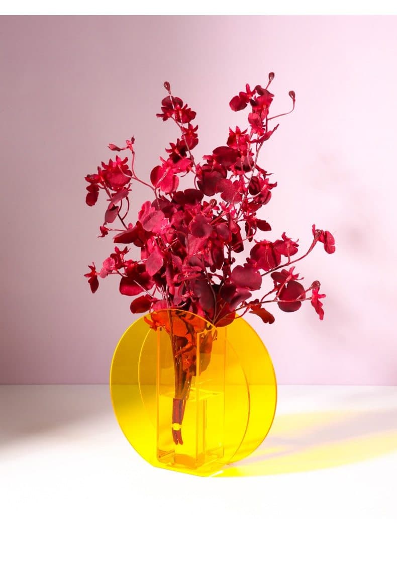 Yellow round Acrylic vase