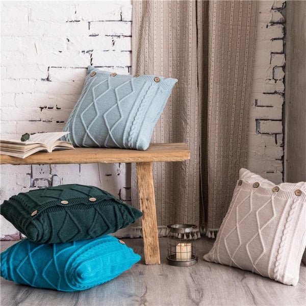 square diamond knitted colorful cushion cover