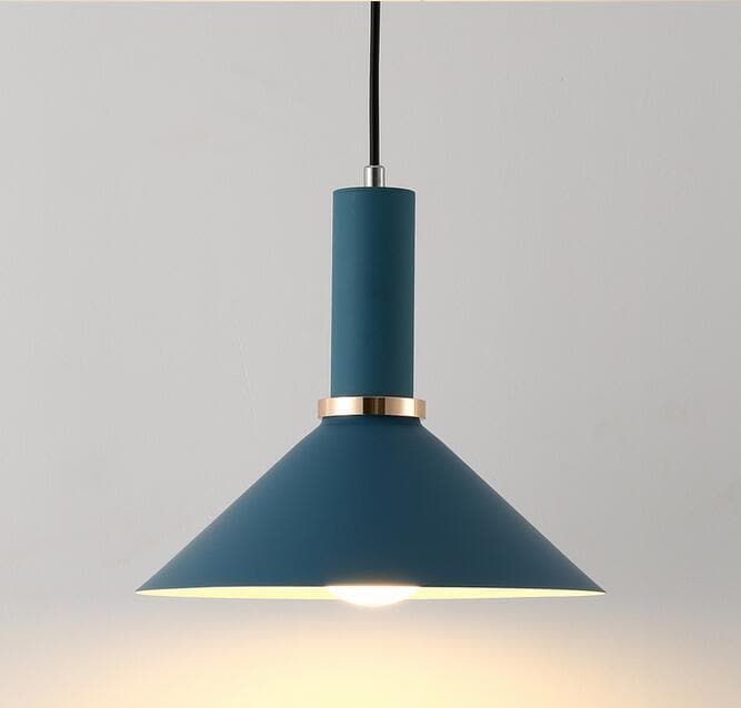 Matte cone Navy blue metal Modern geometrical neutral pastel color pendant lamp 