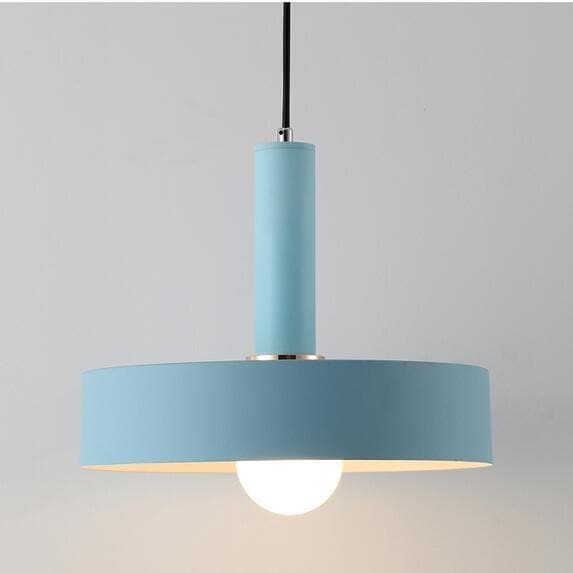 Matte blue disc metal Modern geometrical neutral pastel color pendant lamp