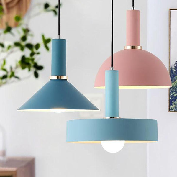 Matte metal Modern geometrical neutral pastel color pendant lamps