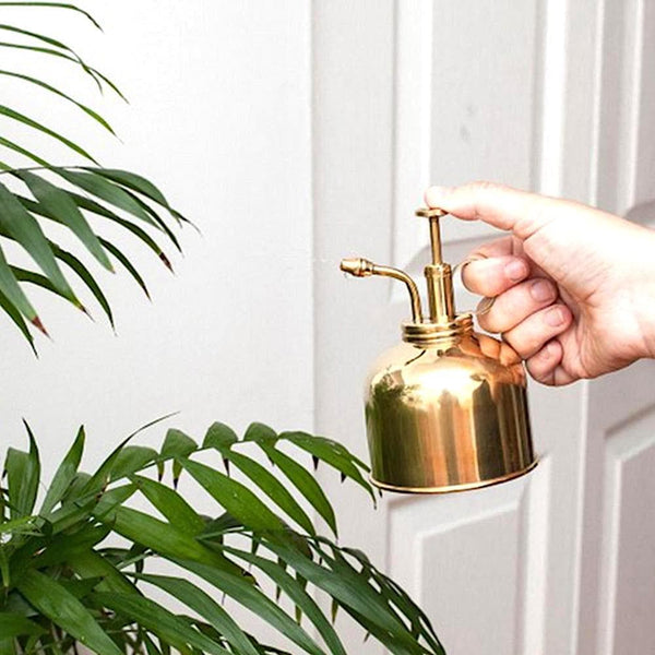 Gold Metal Plant Watering Can for Home Garden and Porch