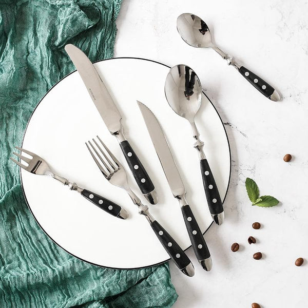 Fine Luxury Flatware in Silver Stainless steel 18/8 and Black Resin