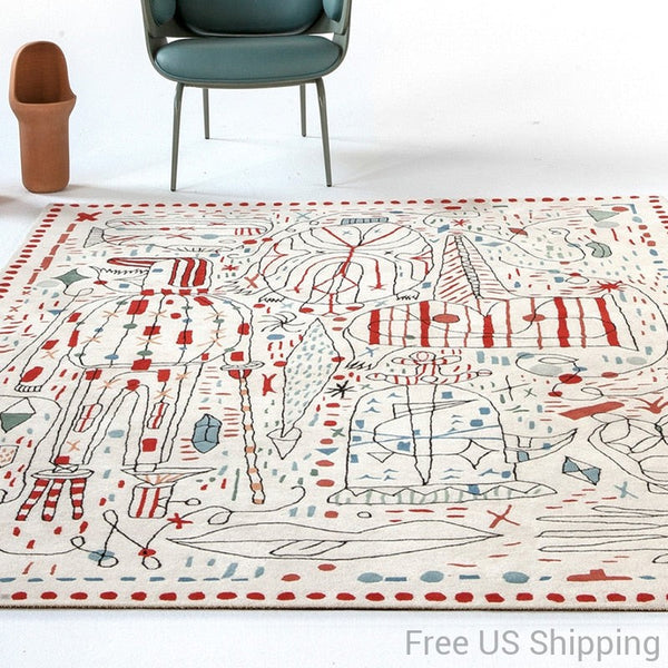 Danish Modern Sketch Abstract Area Rug & Tapestry