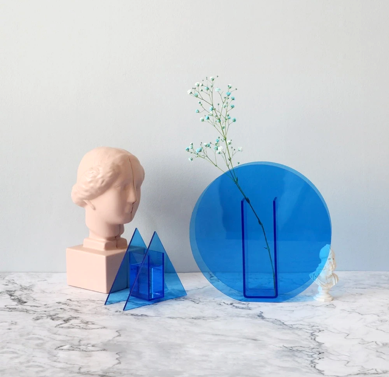 Round Blue Acrylic vase