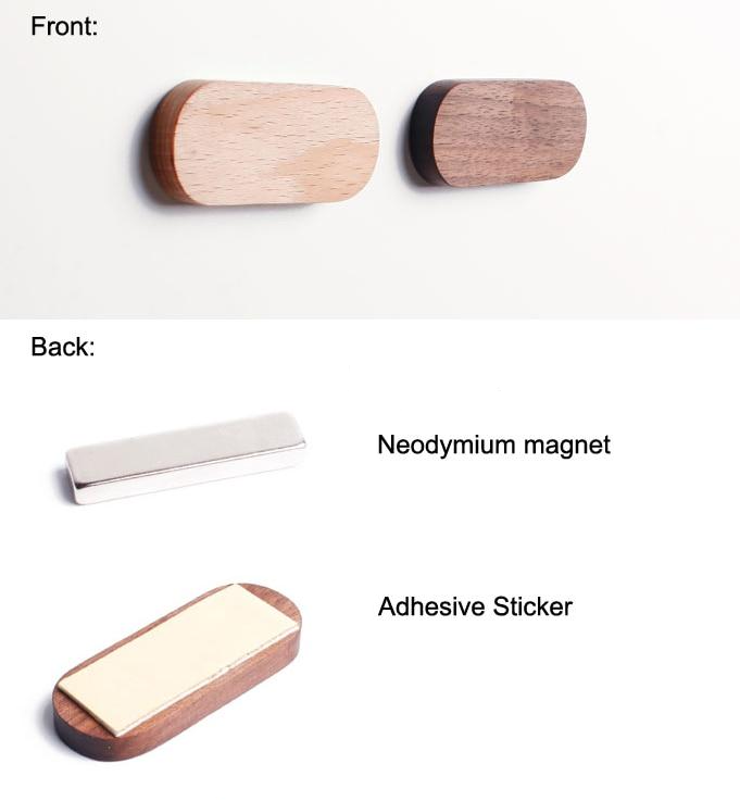 rectangular oblong dark wood and beech wood wall key holder