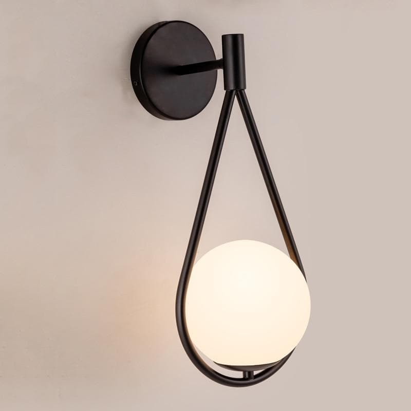 black loop shape wall lamp with a Frosted glass globe 