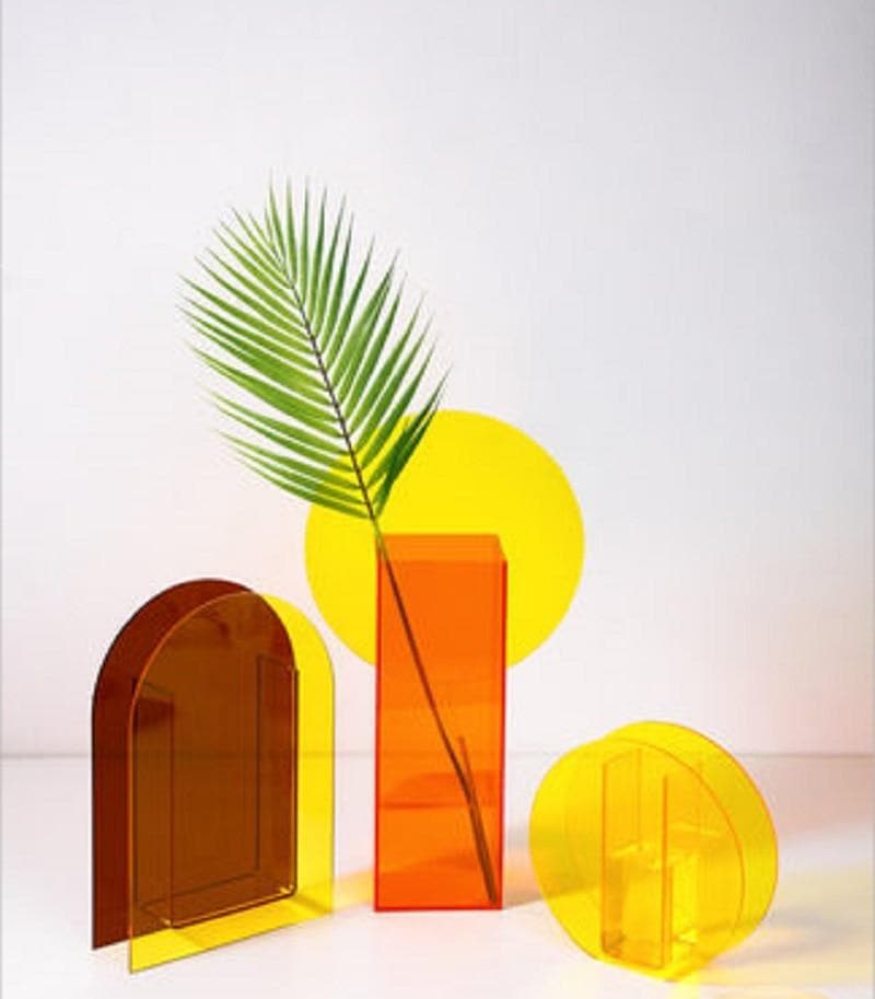 Yellow and brown red Acrylic vases 
