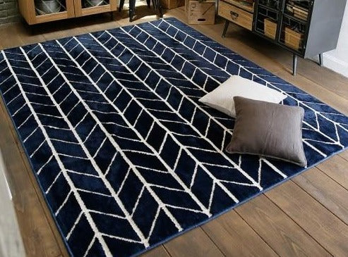 Rectangle Blue Herringbone Floor mat